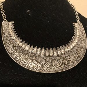 Chunky Sliver Bib Necklace,bracelet Set